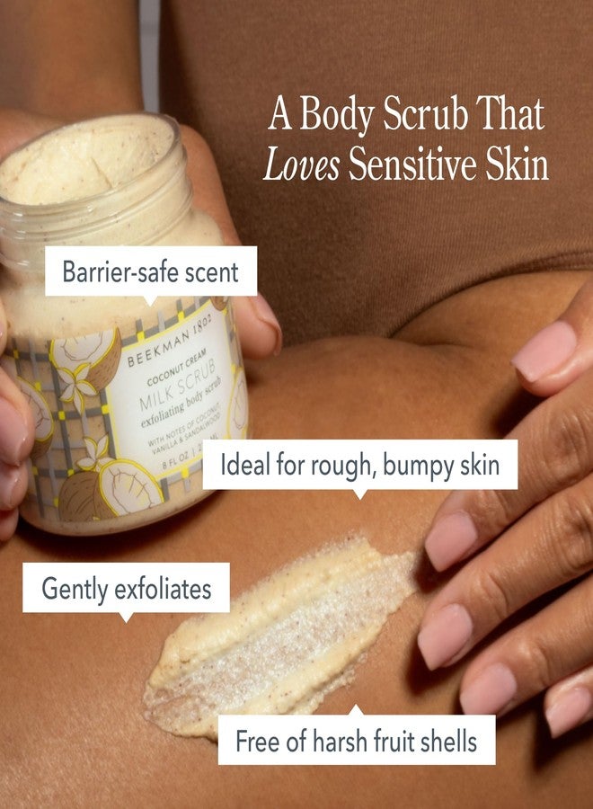 Beekman 1802 Coconut Cream Exfoliating Milk Body Scrub - 8.0 fl oz - Smooths Skin & Evens Out Tone - With Goat Milk & Jojoba Beads - Skin Barrier & Biome Safe - Good for Sensitive Skin - Cruelty Free - Image 4